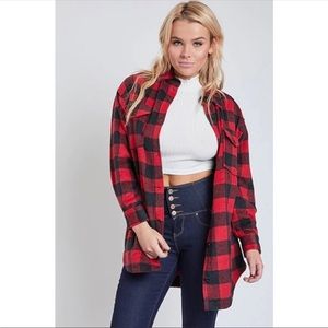 YMI // Buffalo check black and red plaid flannel shacket size large NWT